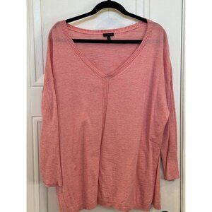 Talbots XL Pink Marled V-Neck Tunic Lightweight Casual EUC Classic Casual